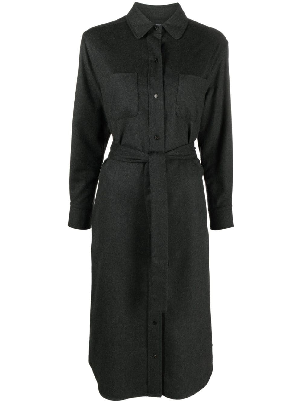 silk-blend midi shirt dress - 1