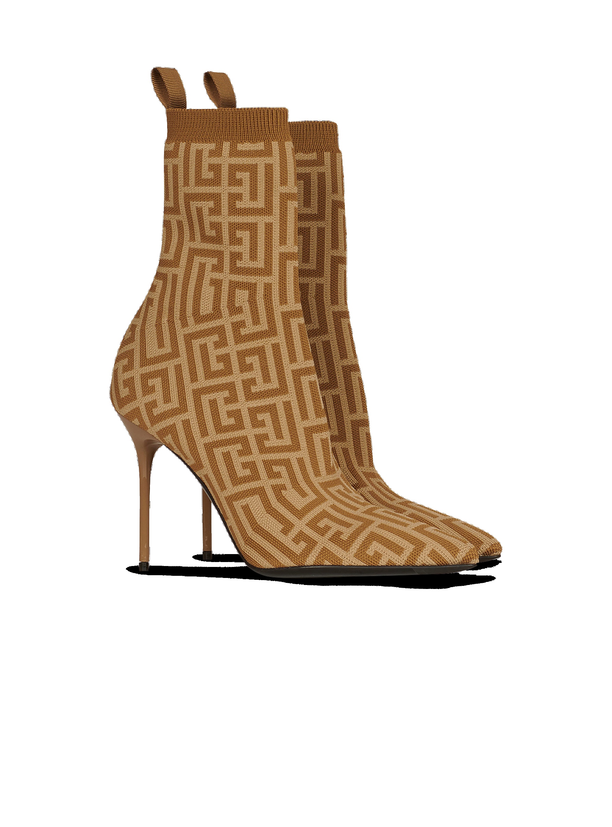 Bicolor stretch knit Skye ankle boots with Balmain monogram - 2
