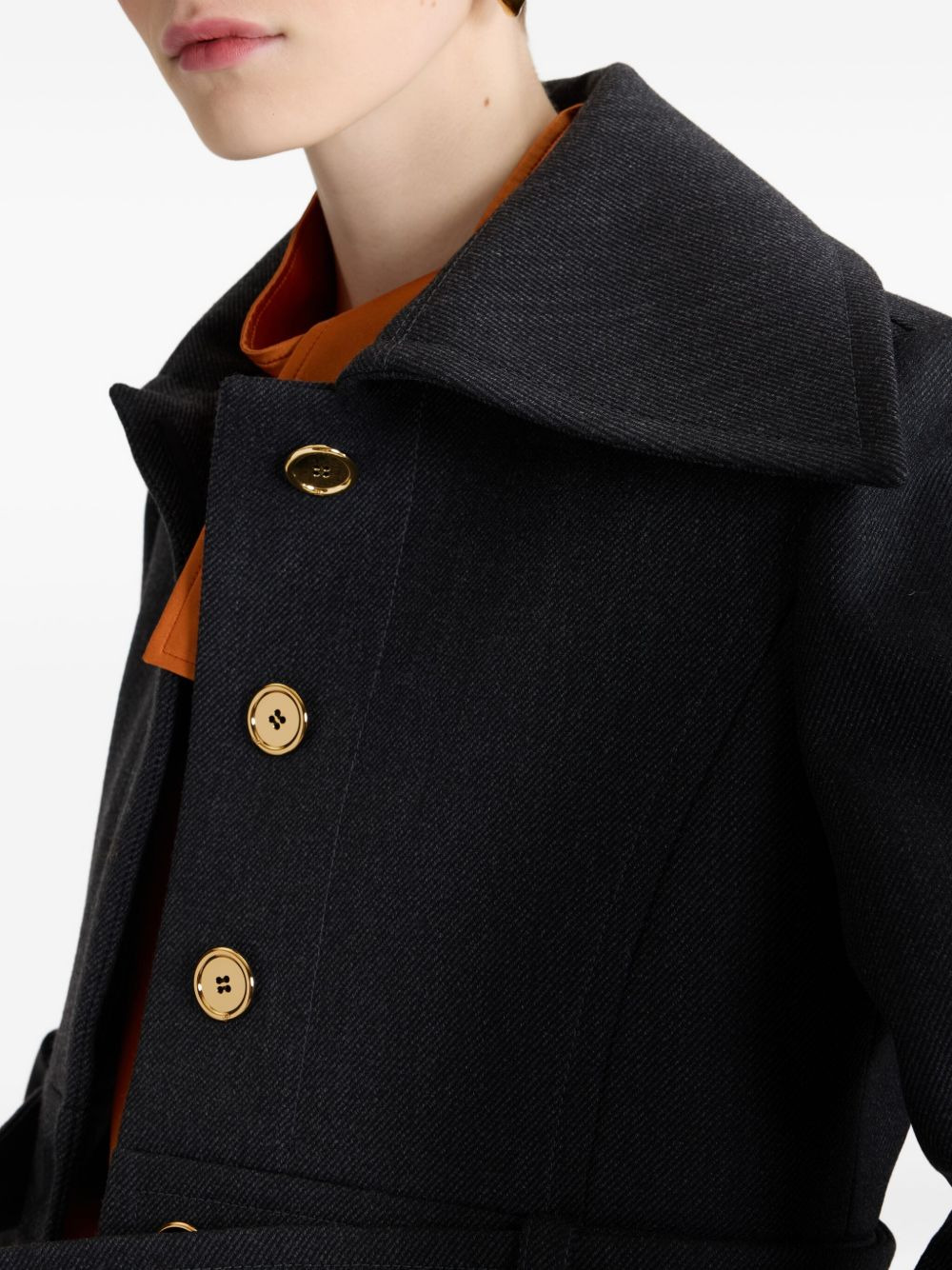 belted wide-lapel jacket - 4