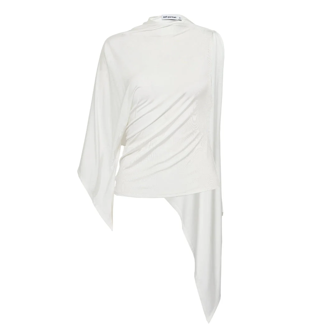 White Jersey Drape Top - 1