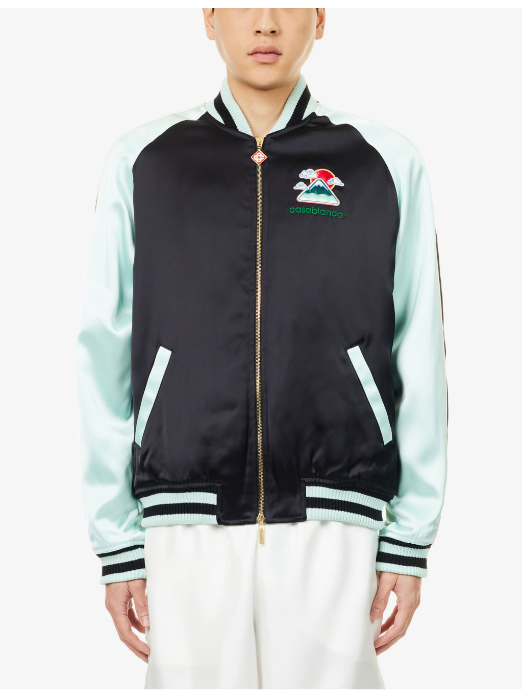 Logo-Patch Satin Bomber Jacket - 3