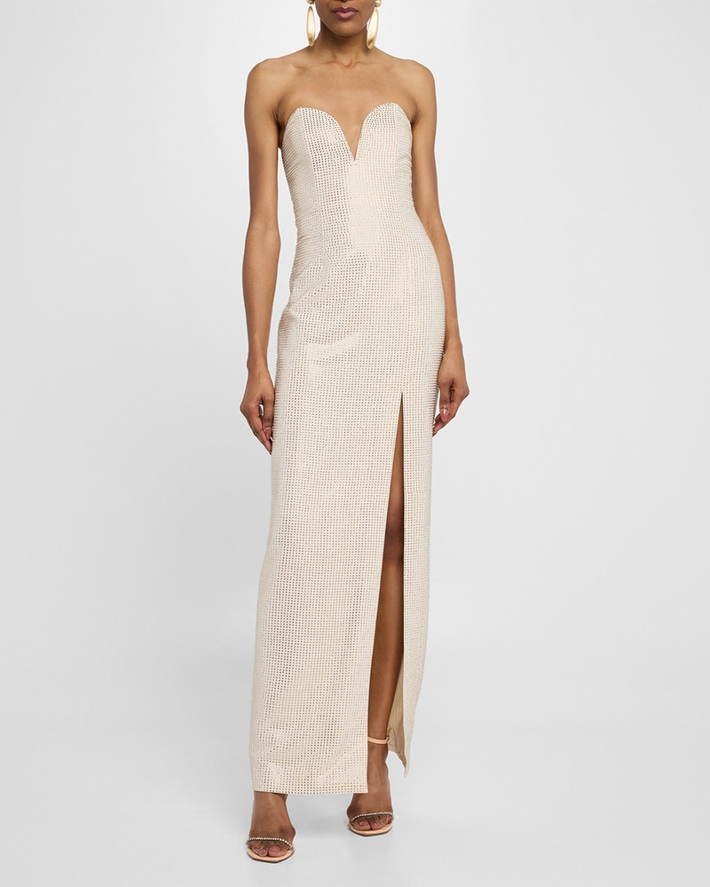 ROLAND MOURET Strapless Plunge Diamante Column Gown outlook