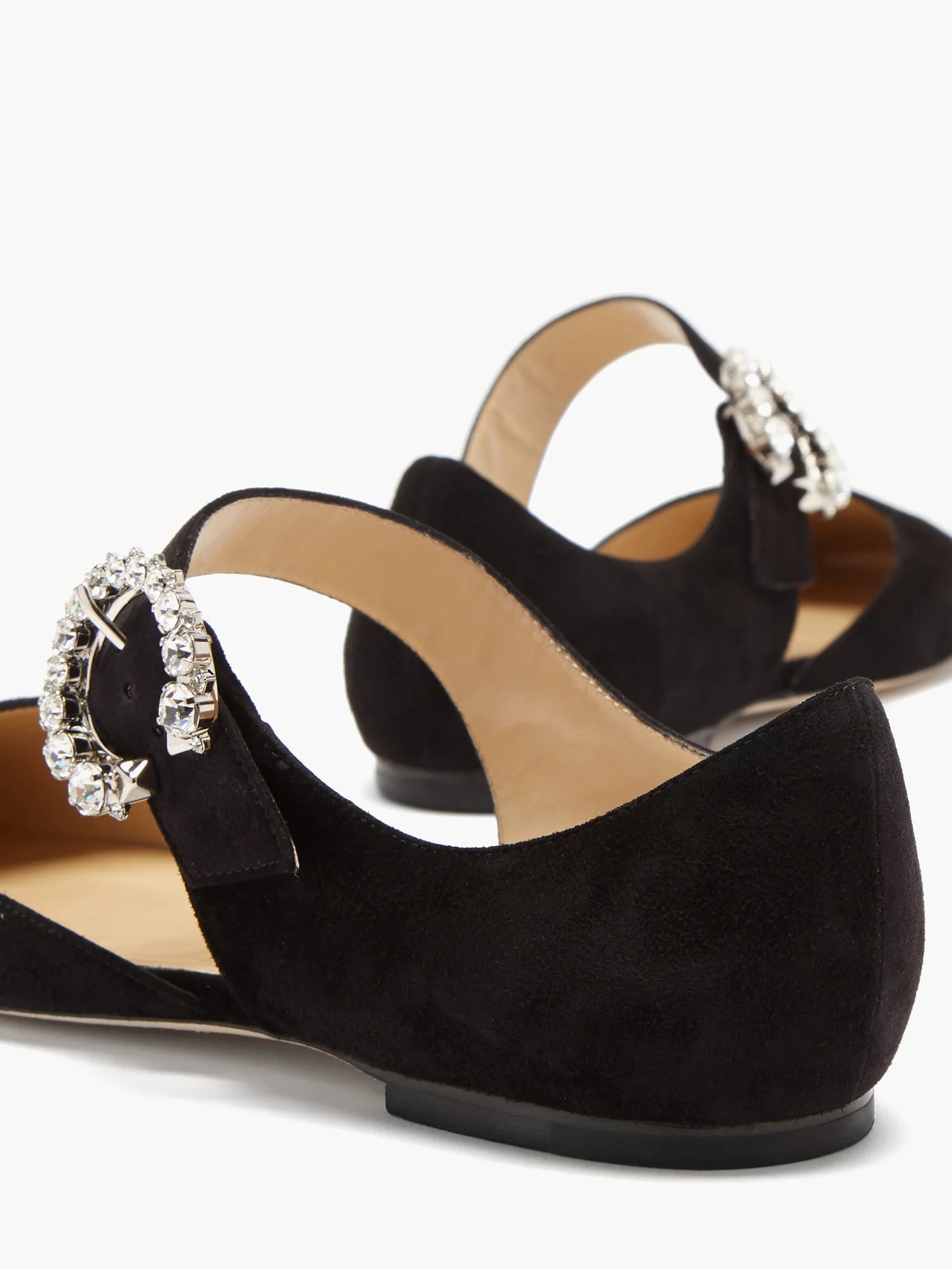 Gin crystal-embellished Mary-Jane suede flats - 6