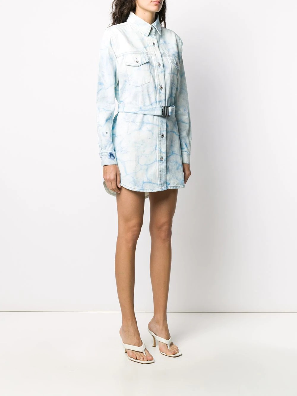 bleached denim shirt dress - 3