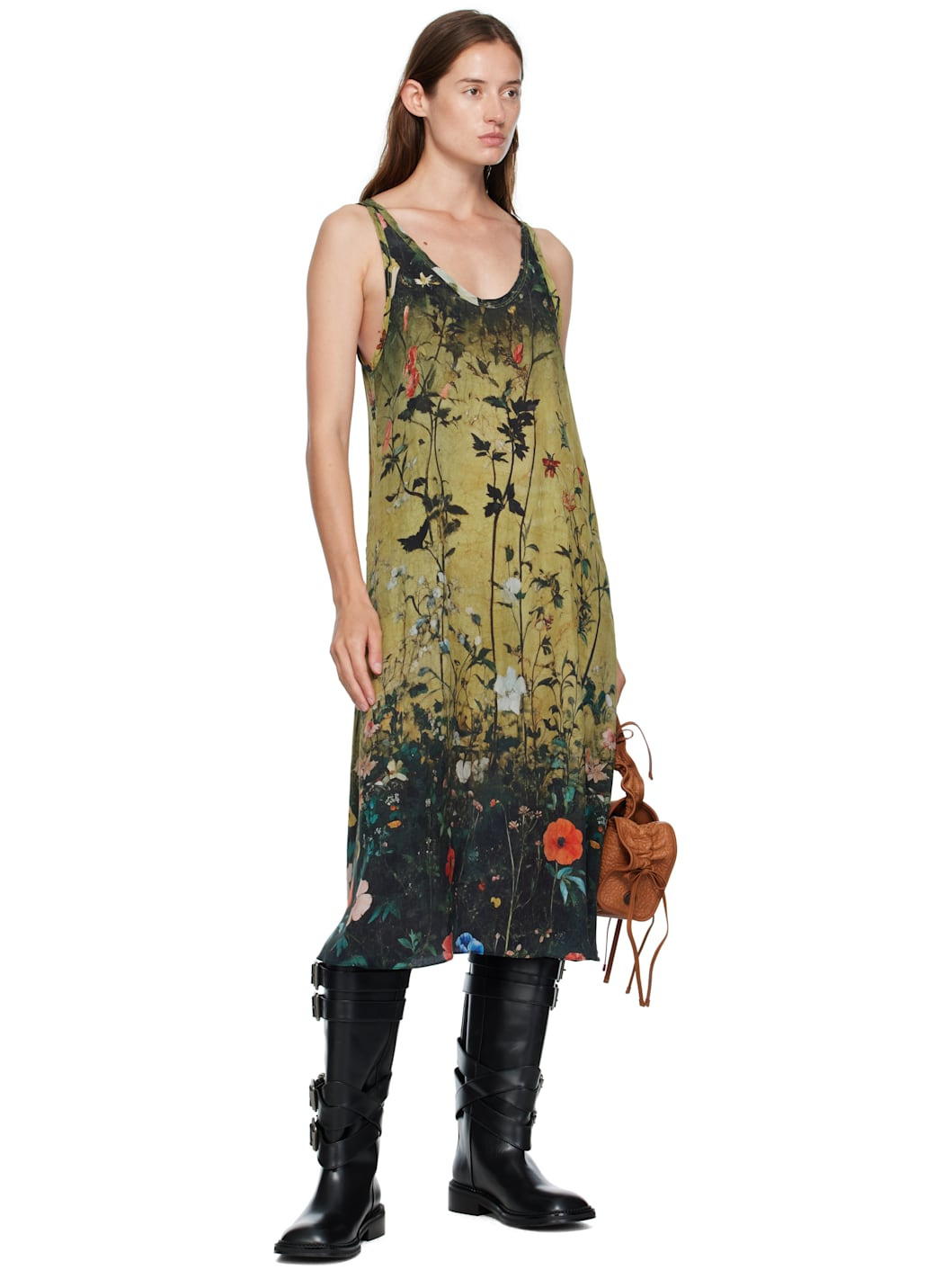 Yellow & Black Tank Midi Dress - 4