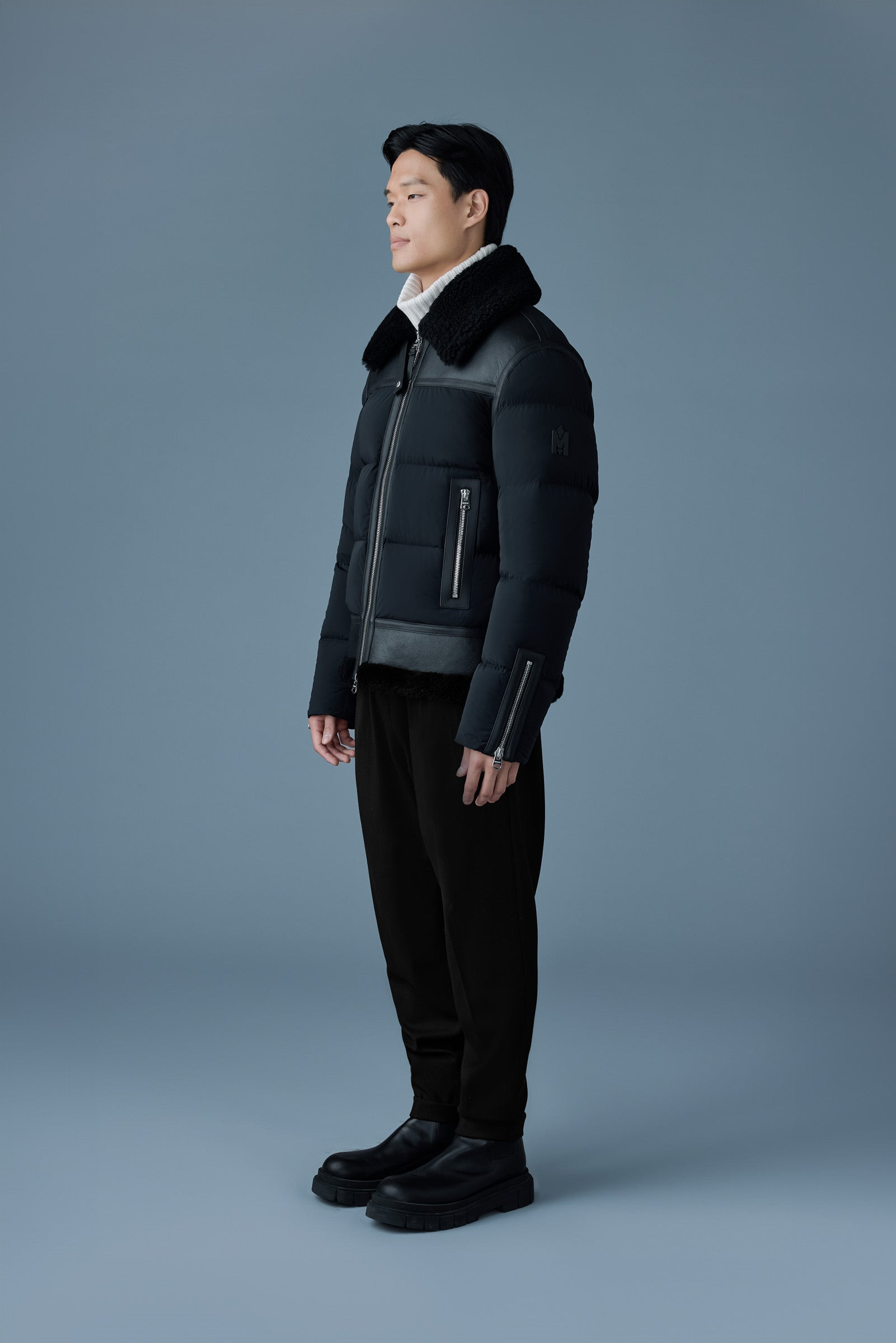 ROBERT Mixed-media shearling down jacket - 3