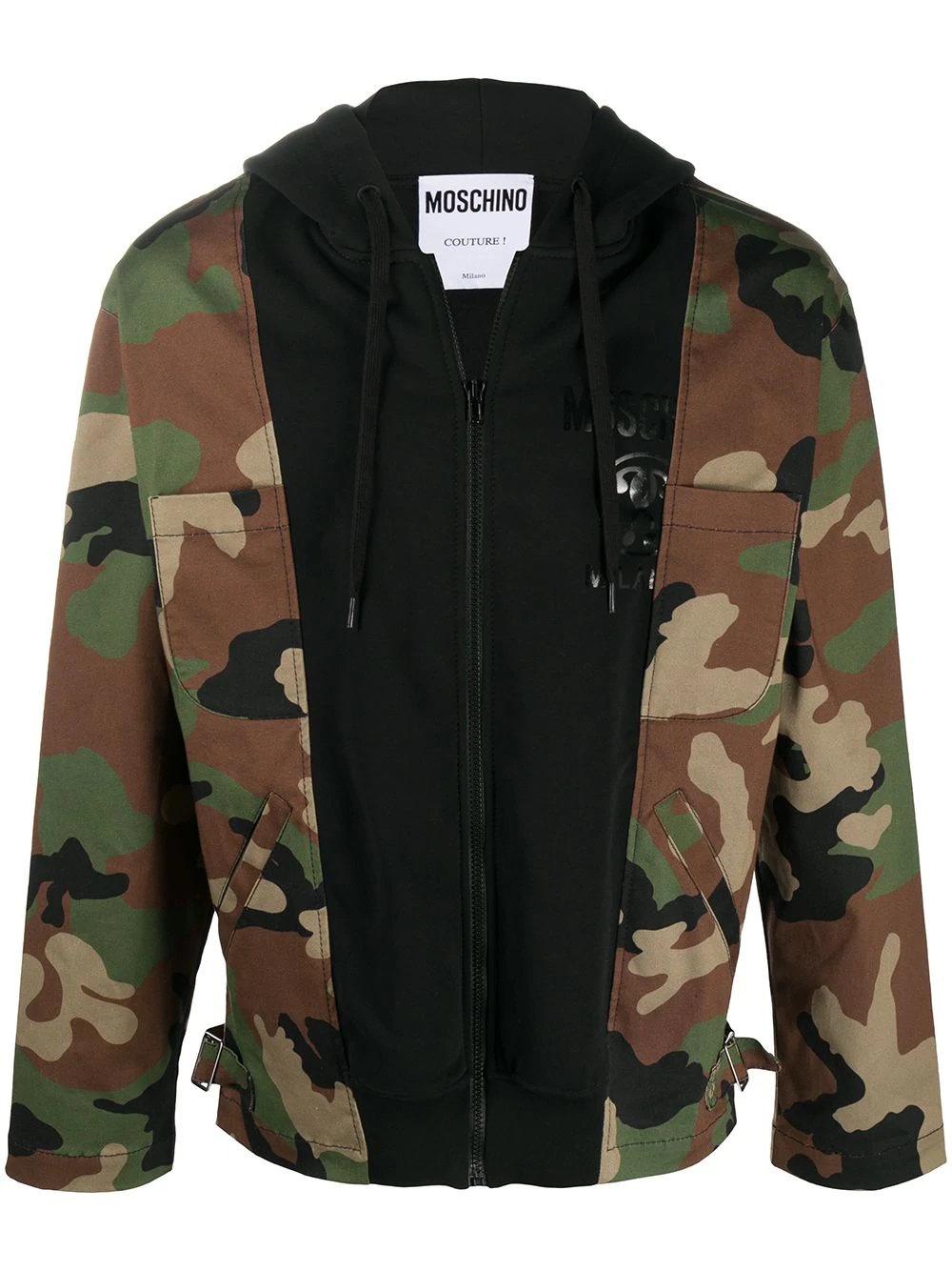 camouflage print panelled jacket - 1