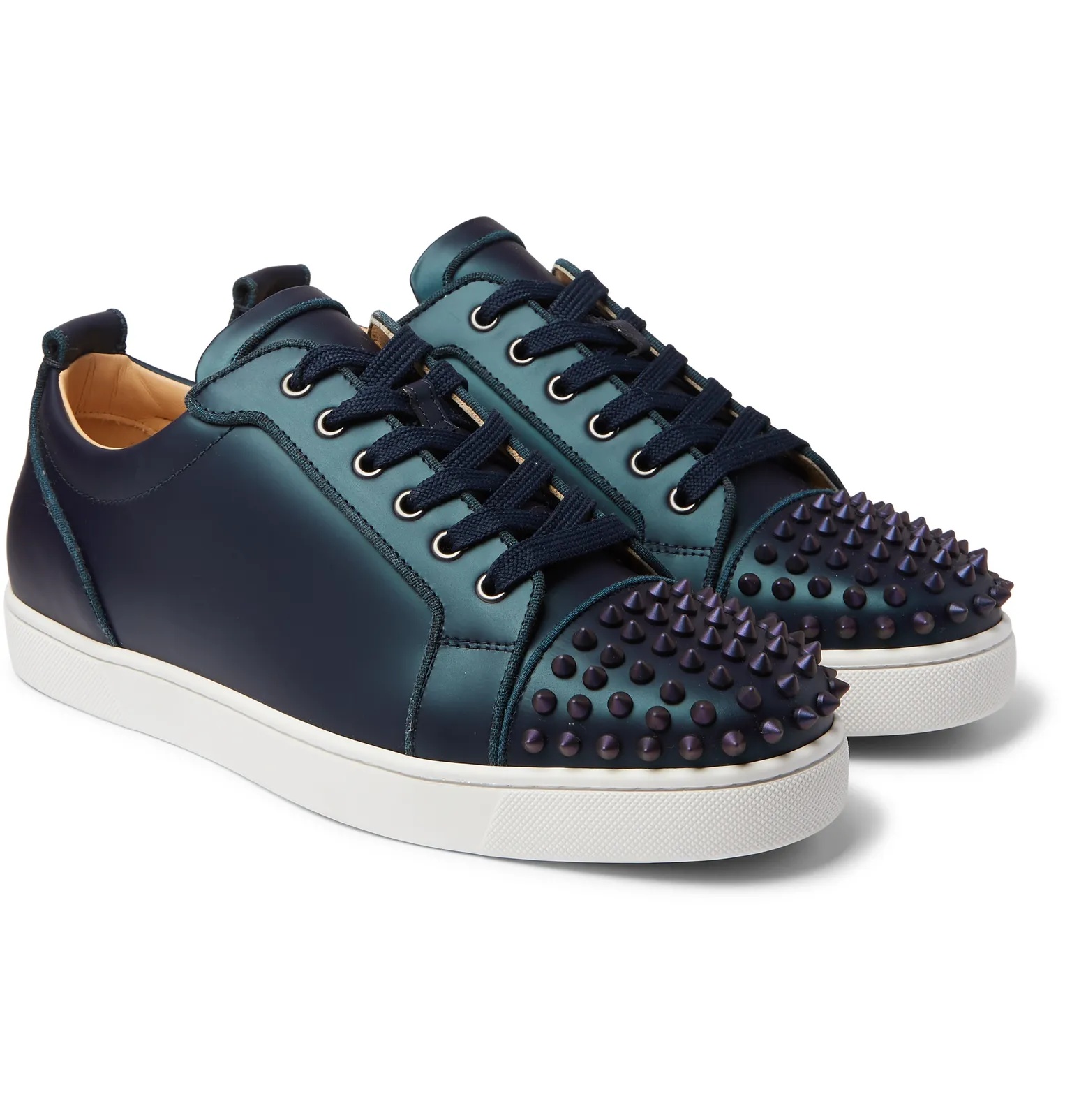 Louis Junior Spikes Cap-Toe Iridescent Leather Sneakers - 2