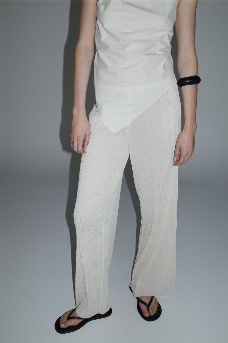Mini Pleat Pants - Oyster 6