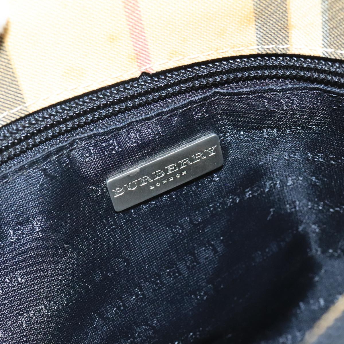Burberry Nova Check Hand Bag Coated Canvas Beige Black Silver - 14