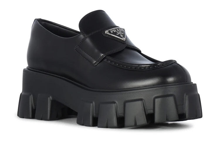 (WMNS) PRADA Brushed Leather Monolith Loafers 'Black' 1D649M_B4L_F0002_F_B055 - 3