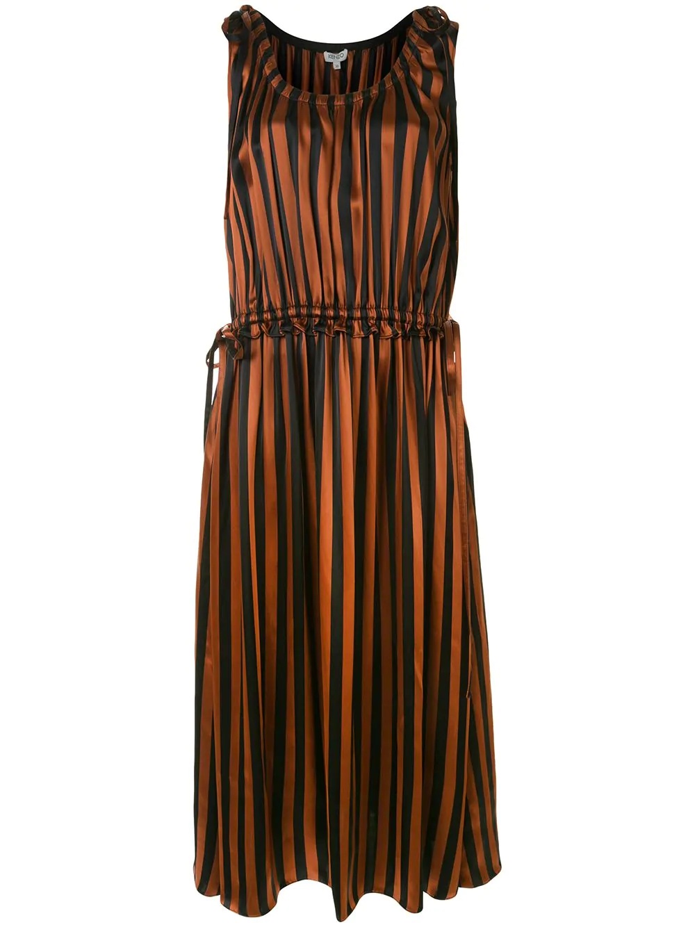 stripe-pattern mid-length dress - 1