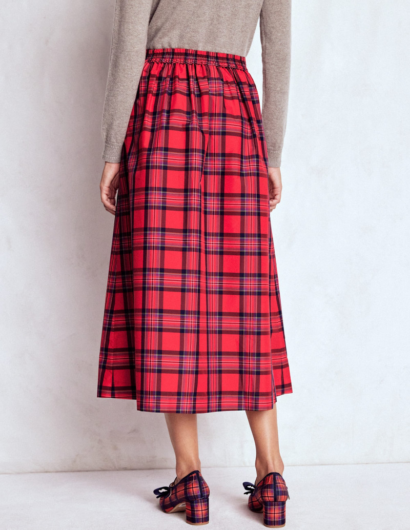 Verity Tartan Midi Skirt-Red, Navy & Purple Brand Check 3