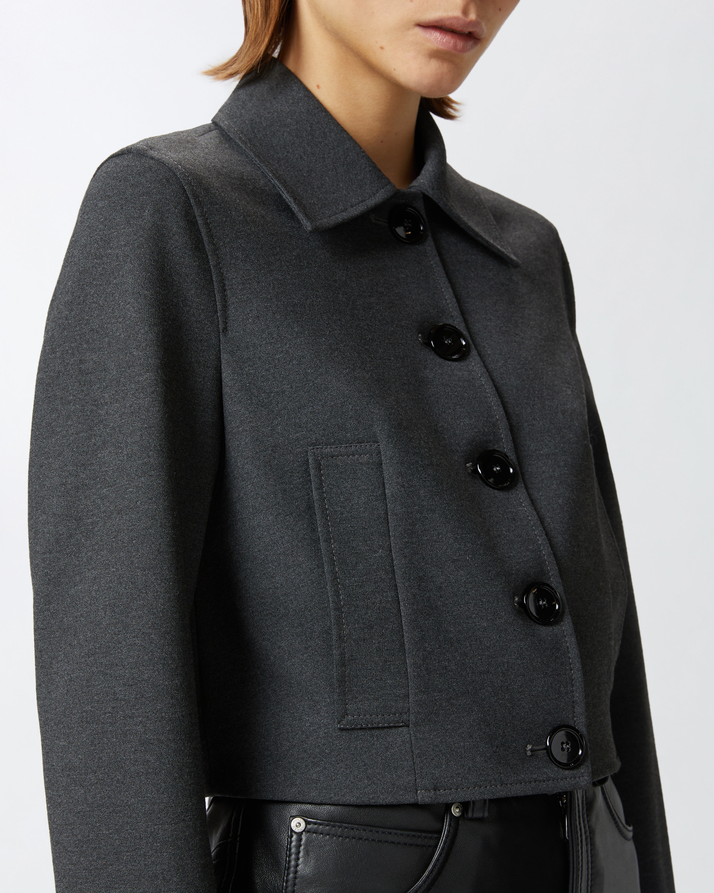 SHORT SINGLE-BREASTED JACKET WITH FABRIC STITCH - 5