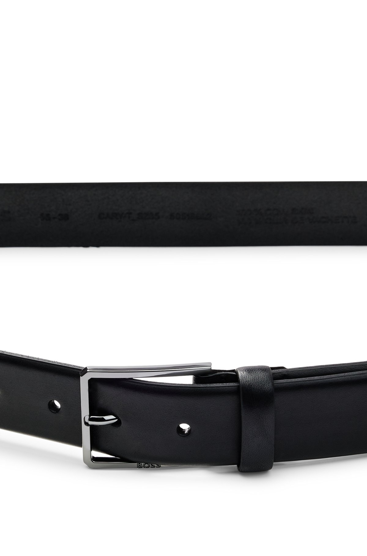 ITALIAN-LEATHER BELT WITH POLISHED GUNMETAL HARDWARE - 5