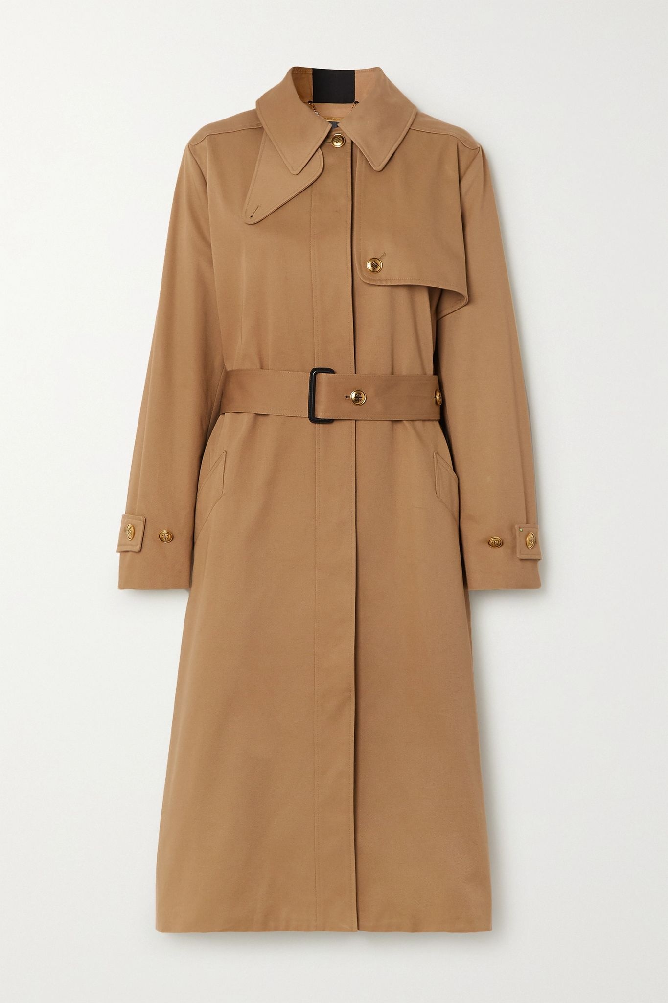 Grosgrain-trimmed cotton-gabardine trench coat - 1