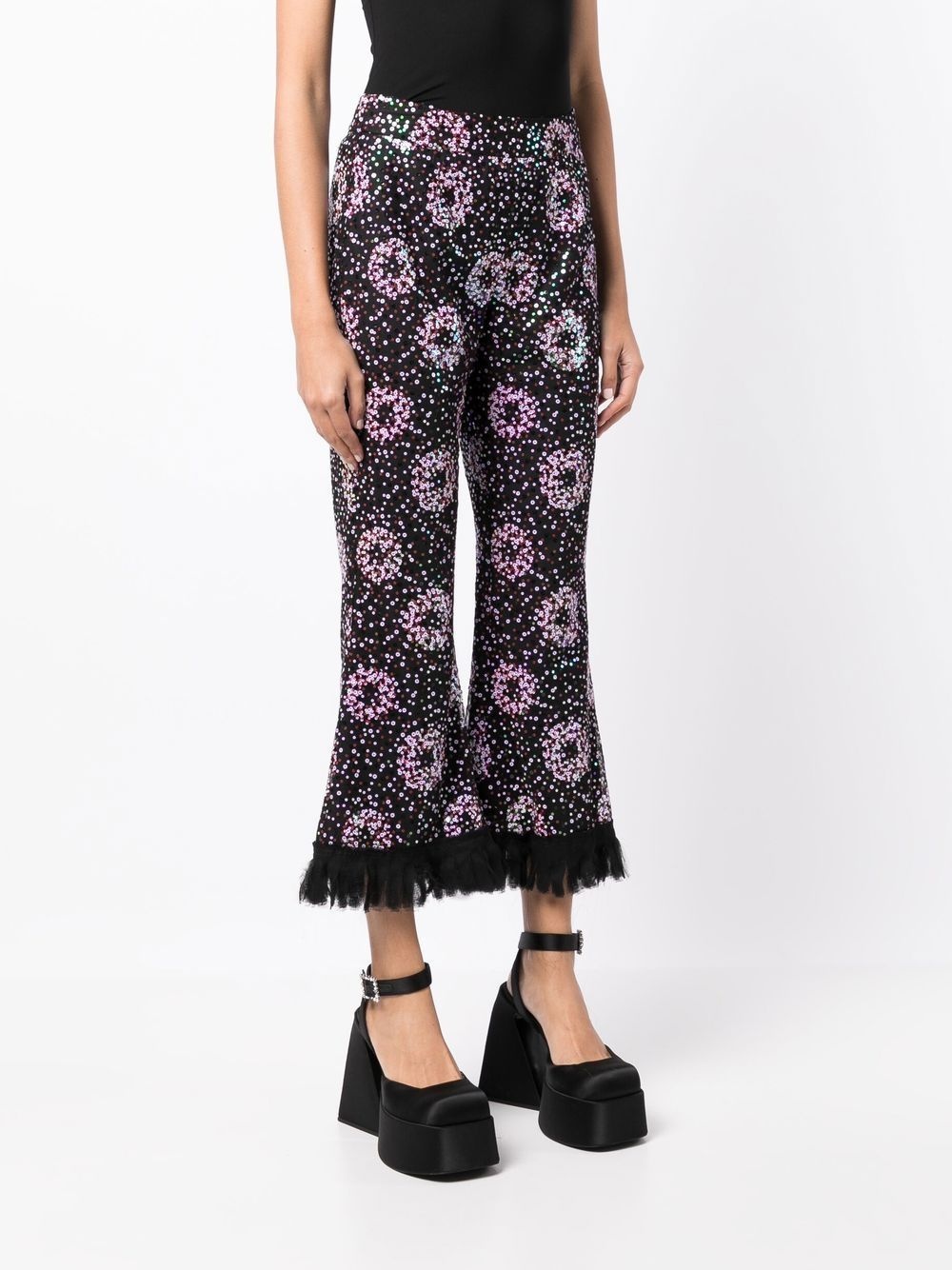 cropped sequin-embellished trousers - 3