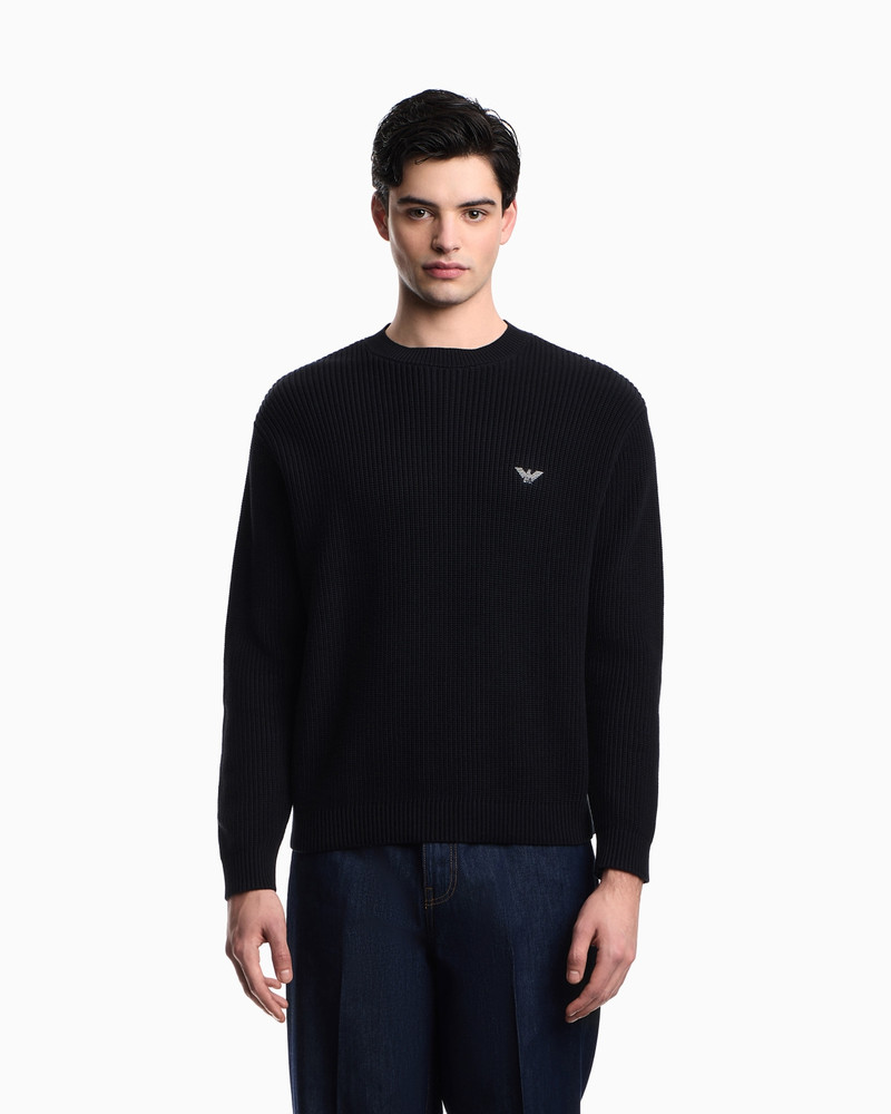 EMPORIO ARMANI HALF FISHERMAN’S RIB KNIT JUMPER outlook