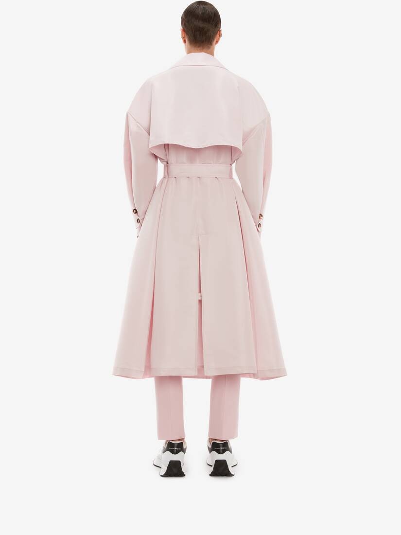Oversized Trench Coat in Ice Pink - 4