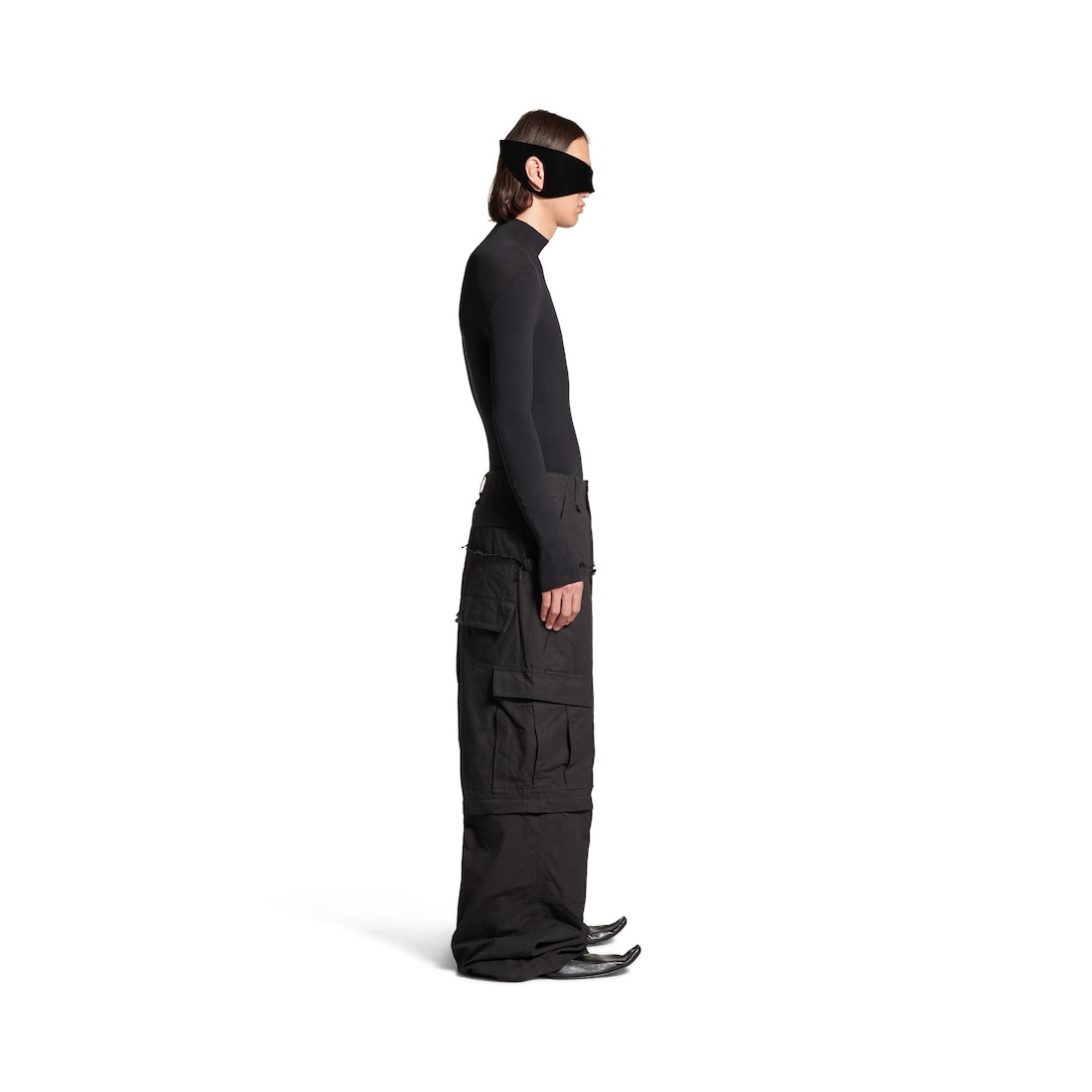 Women's Cut-up Cargo Pants in Black - 3