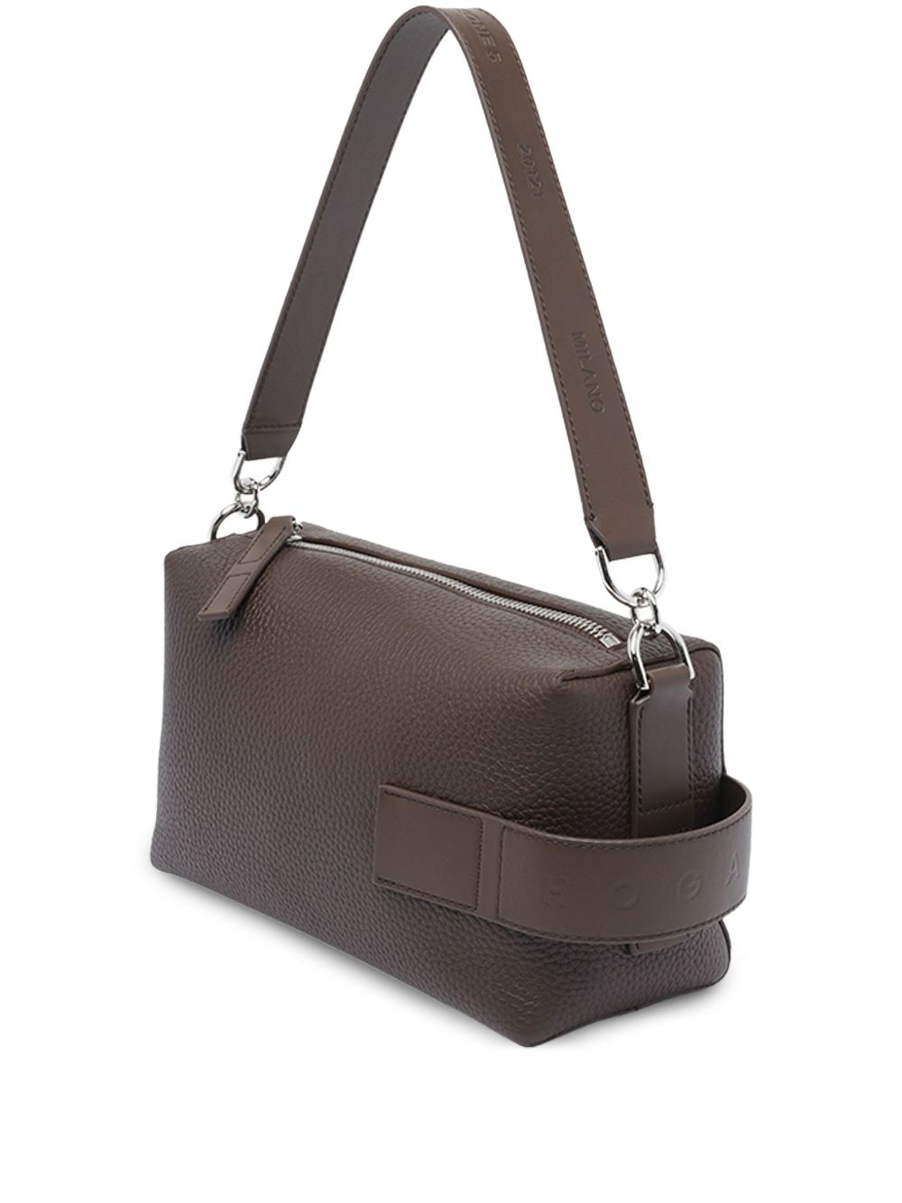 leather zip-top shoulder bag - 4