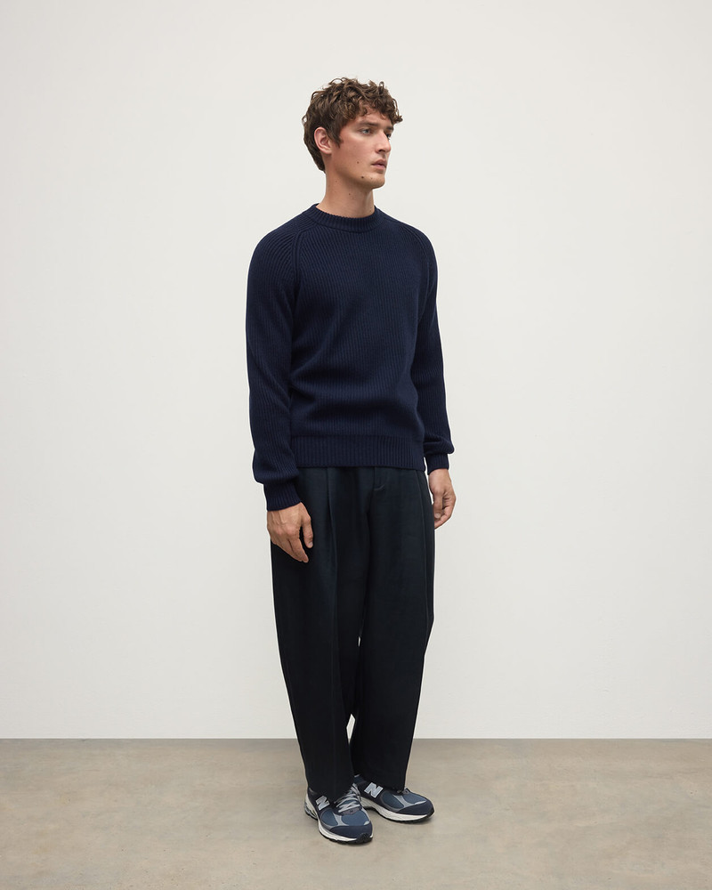 Contrast Neck Navy Cashmere Jumper 3