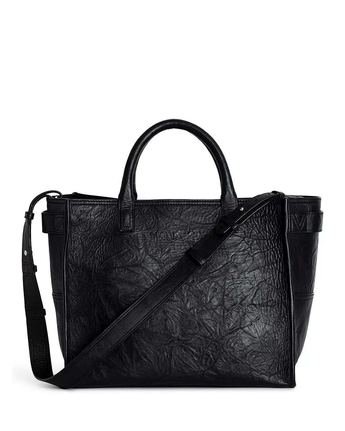 Angel Wings Crinkle Leather Tote Bag - 5