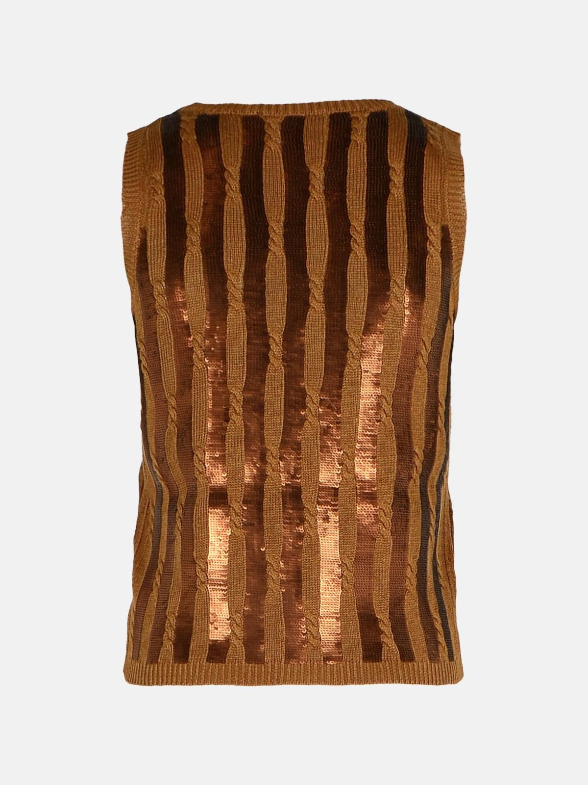 'GOLIA' BROWN LINEN TANK TOP - 3