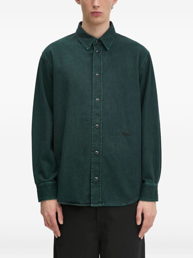 button-fastening denim shirt 1
