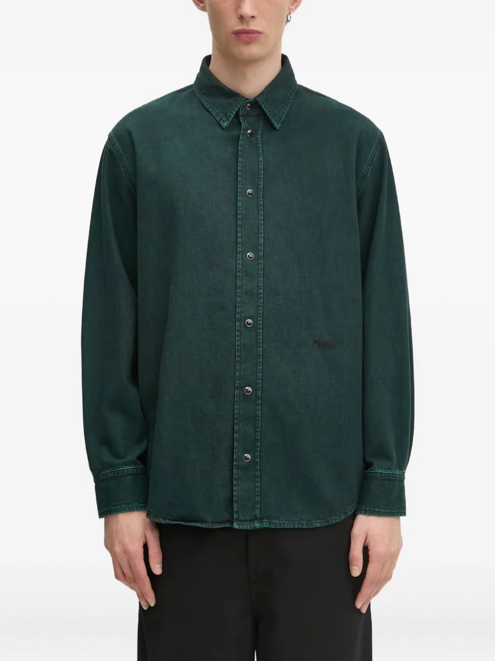 button-fastening denim shirt - 1