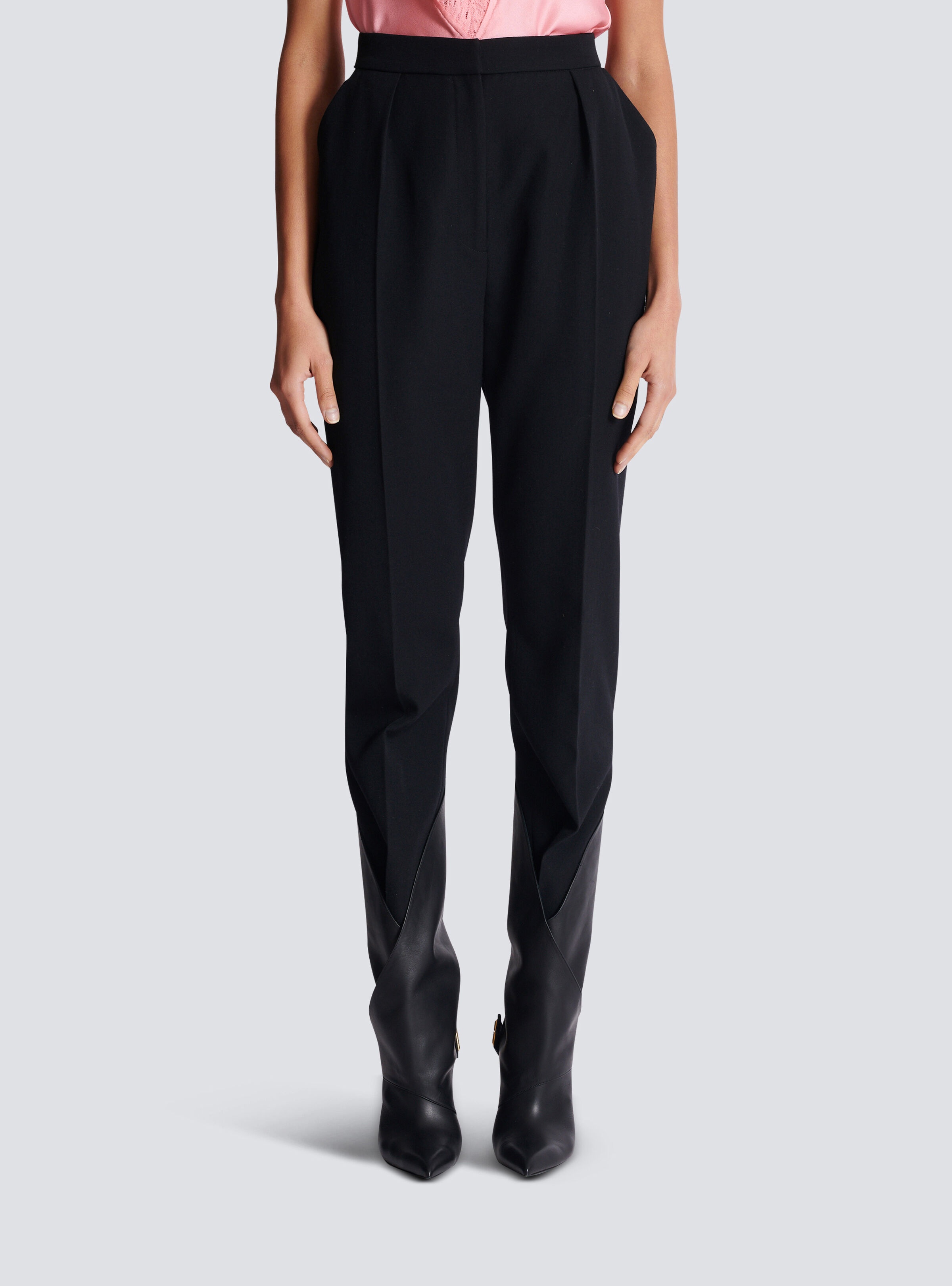 High-waisted grain de poudre trousers - 5