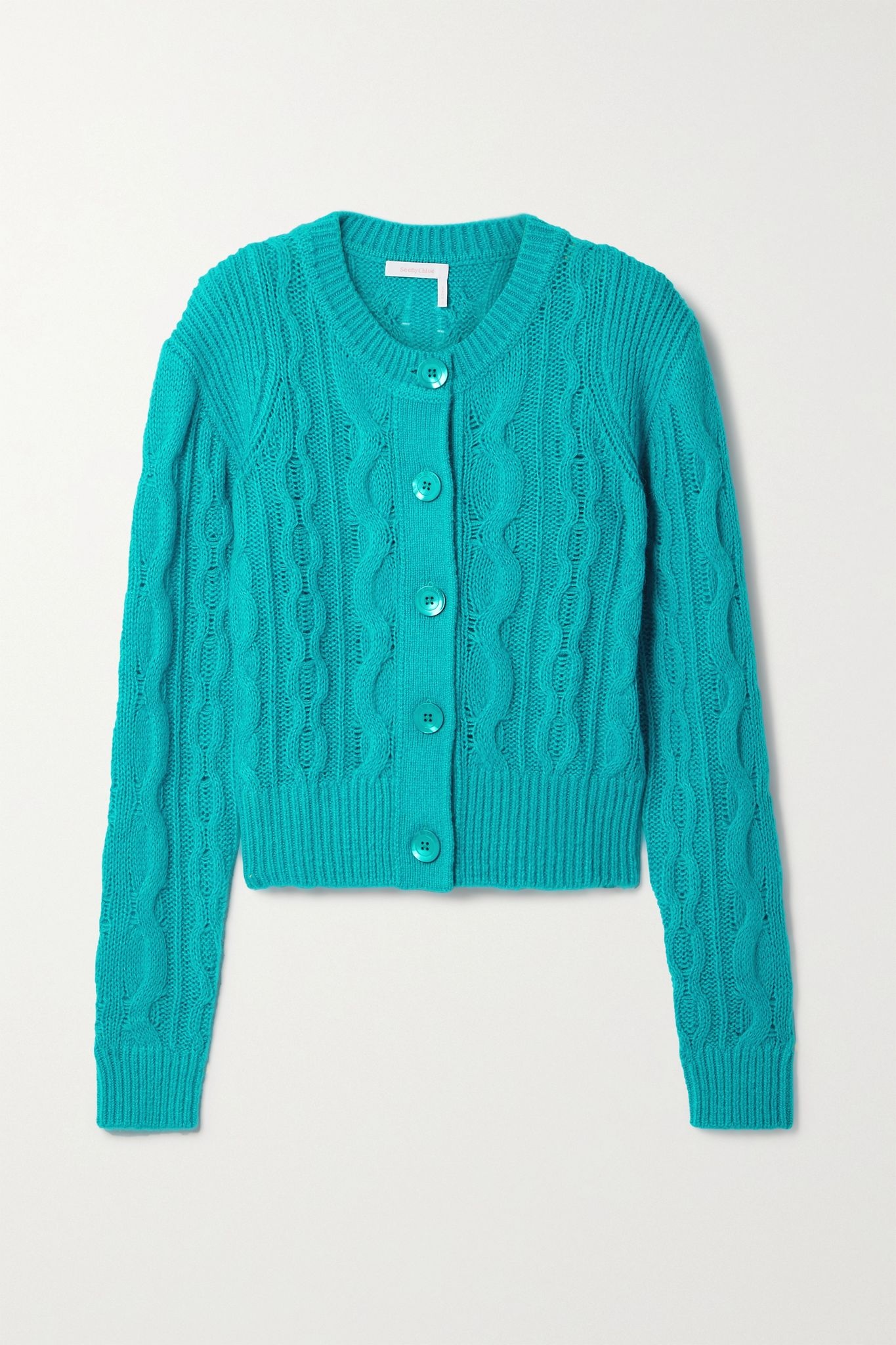 Cable-knit wool-blend cardigan - 1