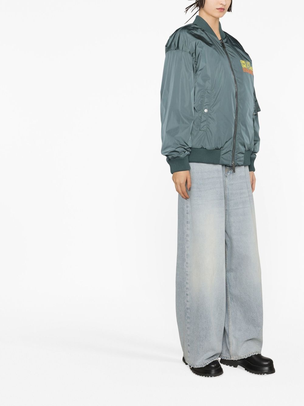 slogan-print bomber jacket - 4