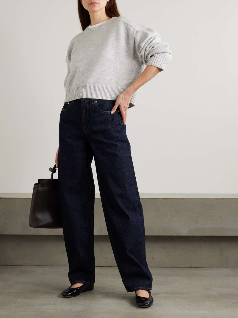 Loulou de Saison Bruzzi oversized cropped wool and cashmere-blend sweater Light gray outlook