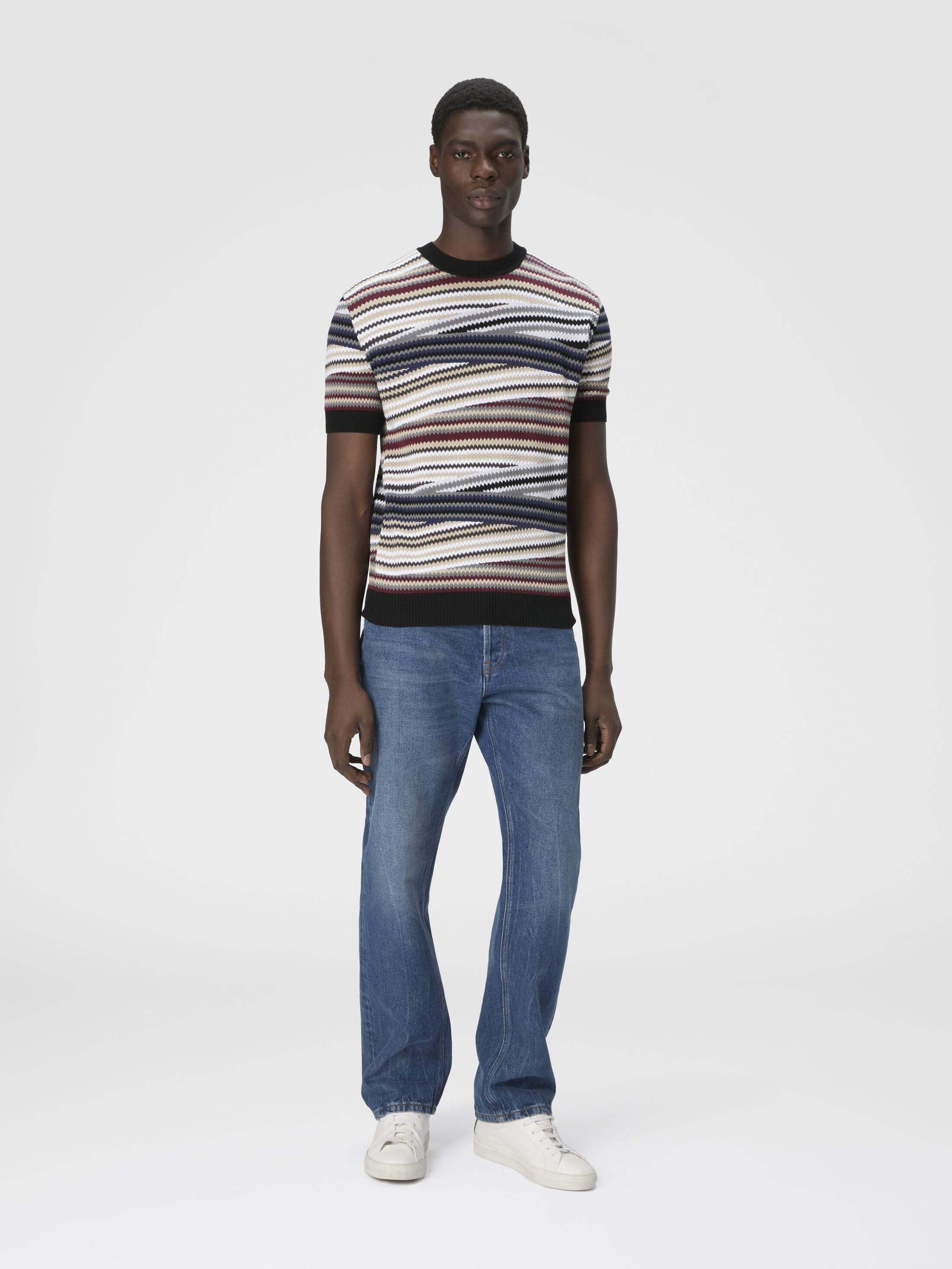 Missoni Short Sleeve T-shirt With Striped Micro Zigzag in Multicoloured at Nordstrom - 2