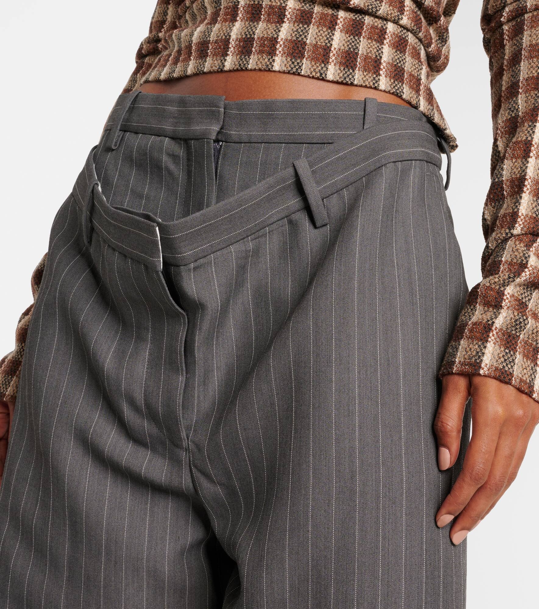 Plave pinstripe wide-leg pants - 4