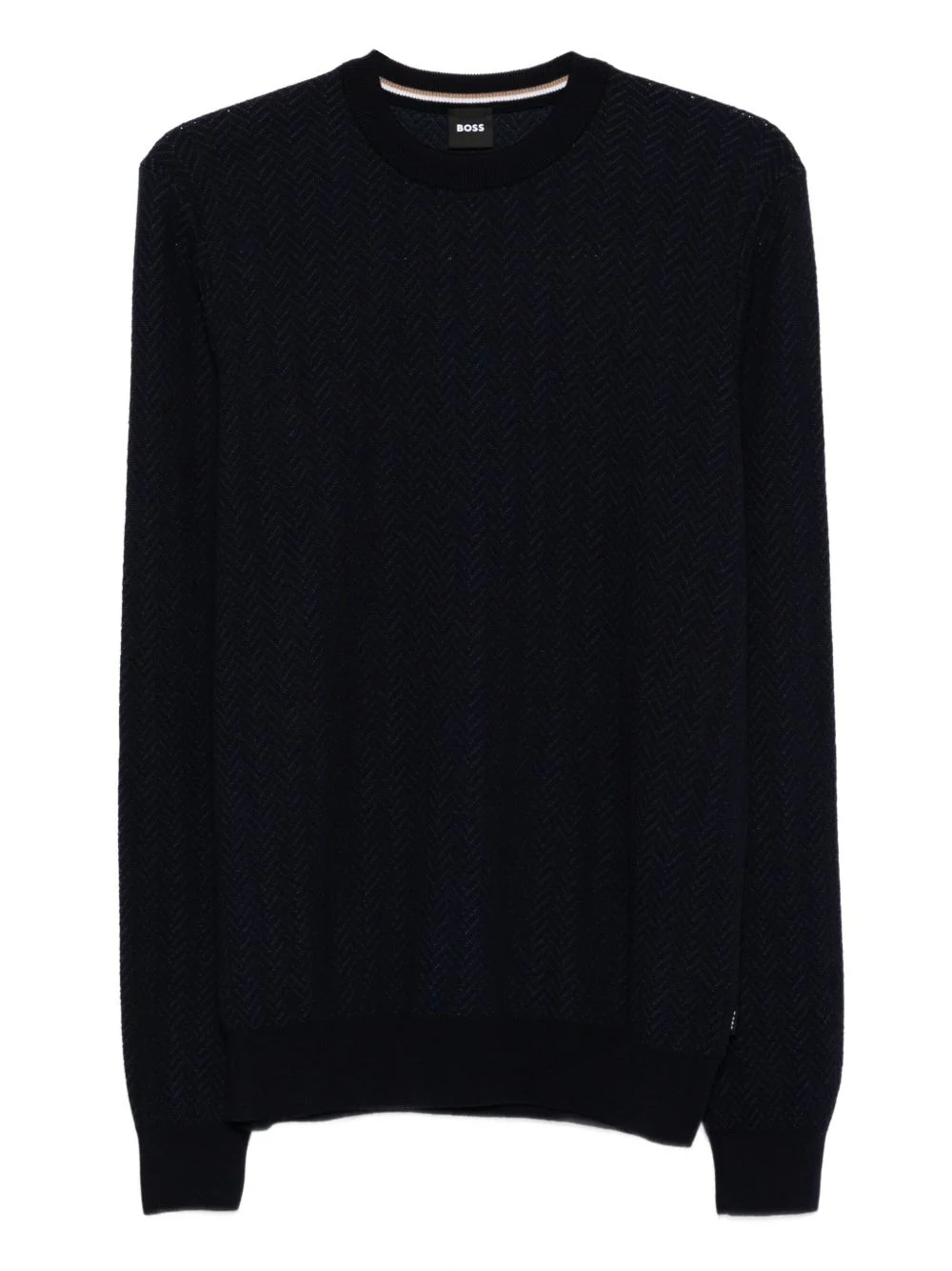 herringbone-pattern crew-neck sweater - 1