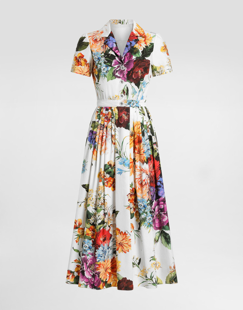 Flower bouquet-print poplin dress 1
