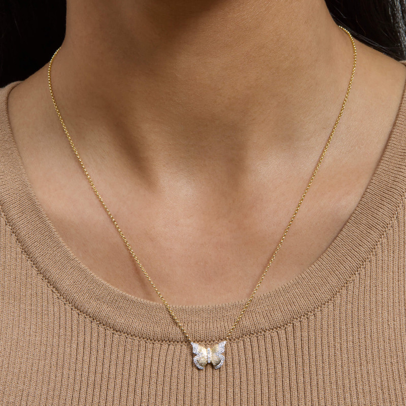 STONE AND STRAND Pave Diamond Butterfly Necklace outlook