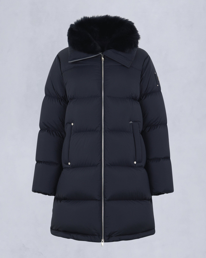 BELLE DUNE LONG SHEARLING TRIM PUFFER 1