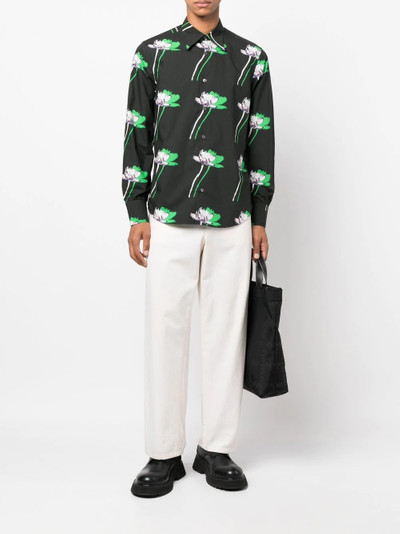 Paul Smith floral-print point-collar shirt outlook