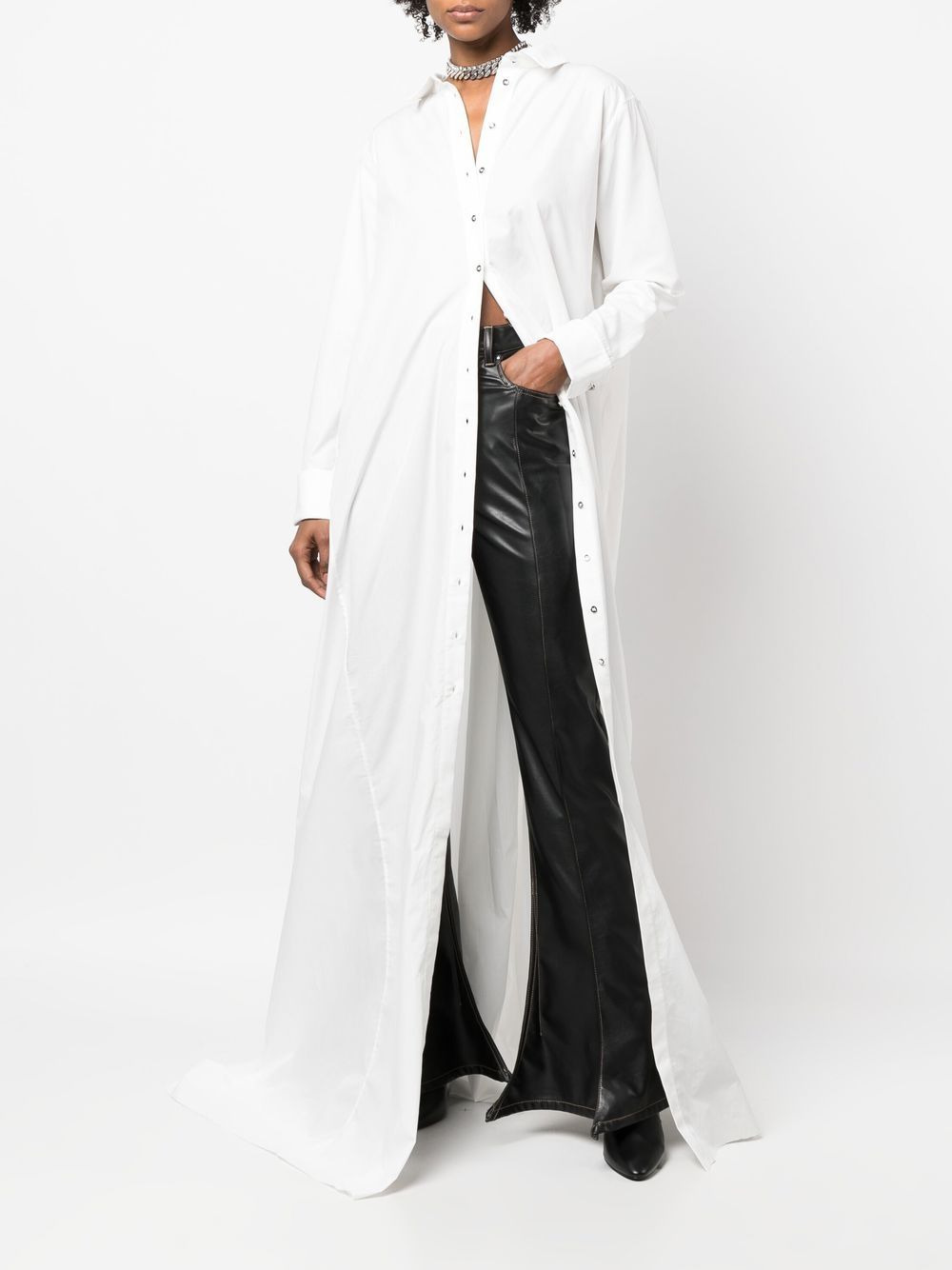 maxi pleat-detail shirt dress - 2