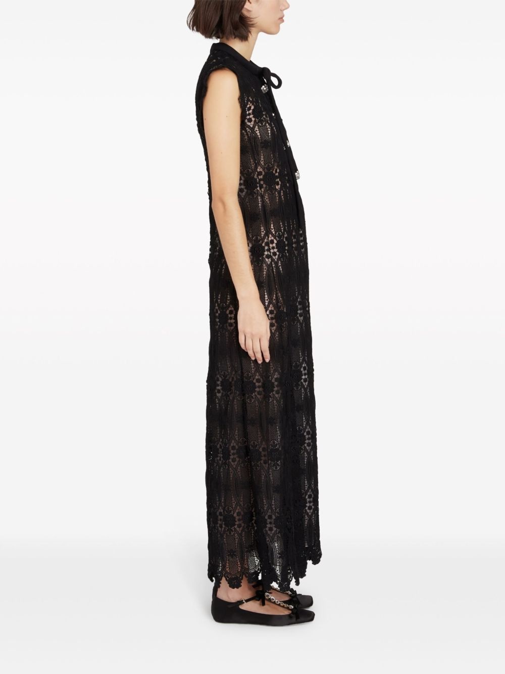 long embroidered macramé dress - 3