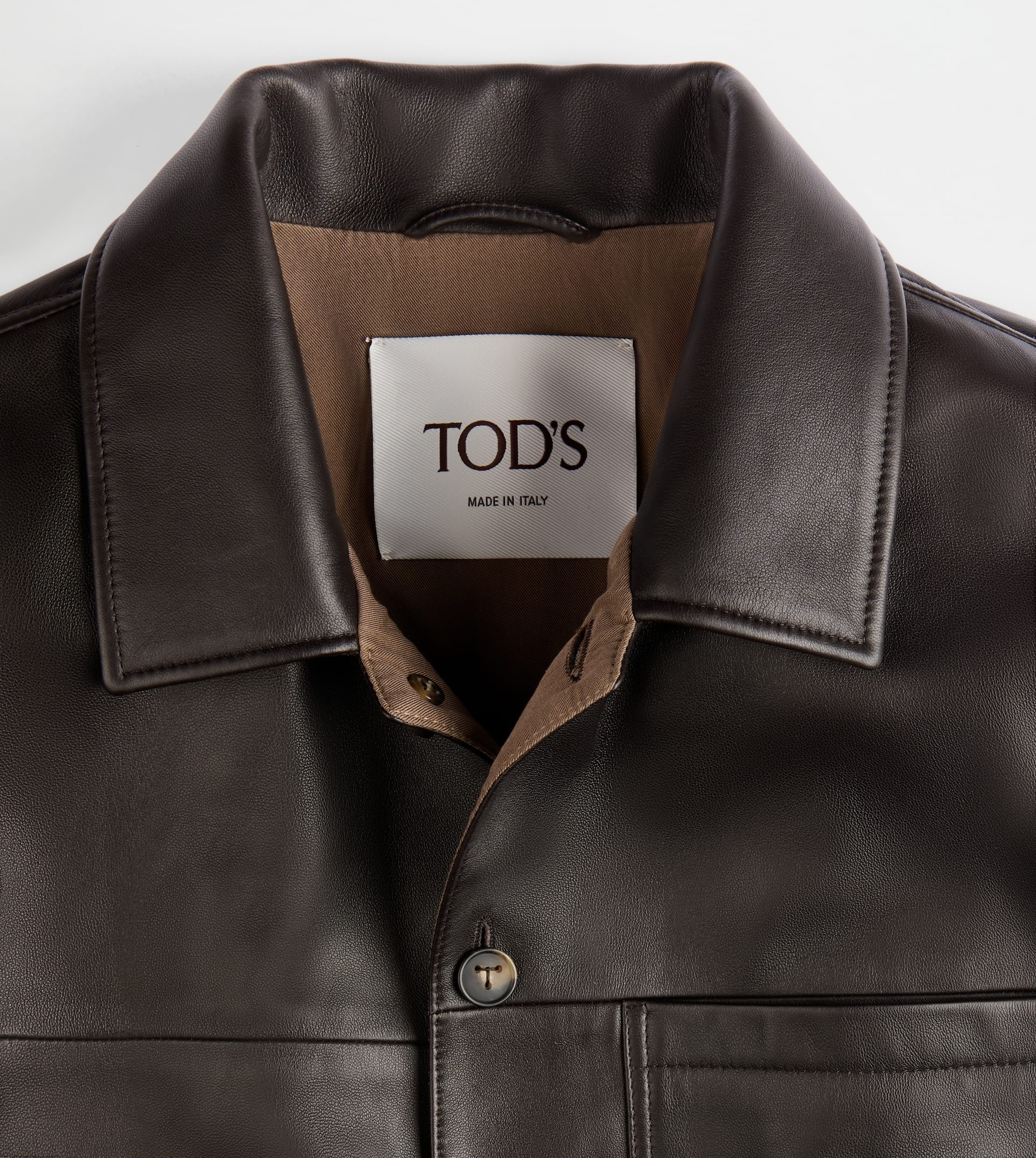 OVERSHIRT IN NAPPA LEATHER - BROWN - 7