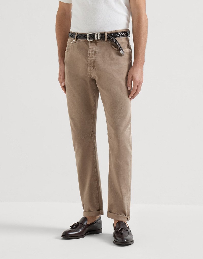Garment-dyed five-pocket trousers in comfort denim 2