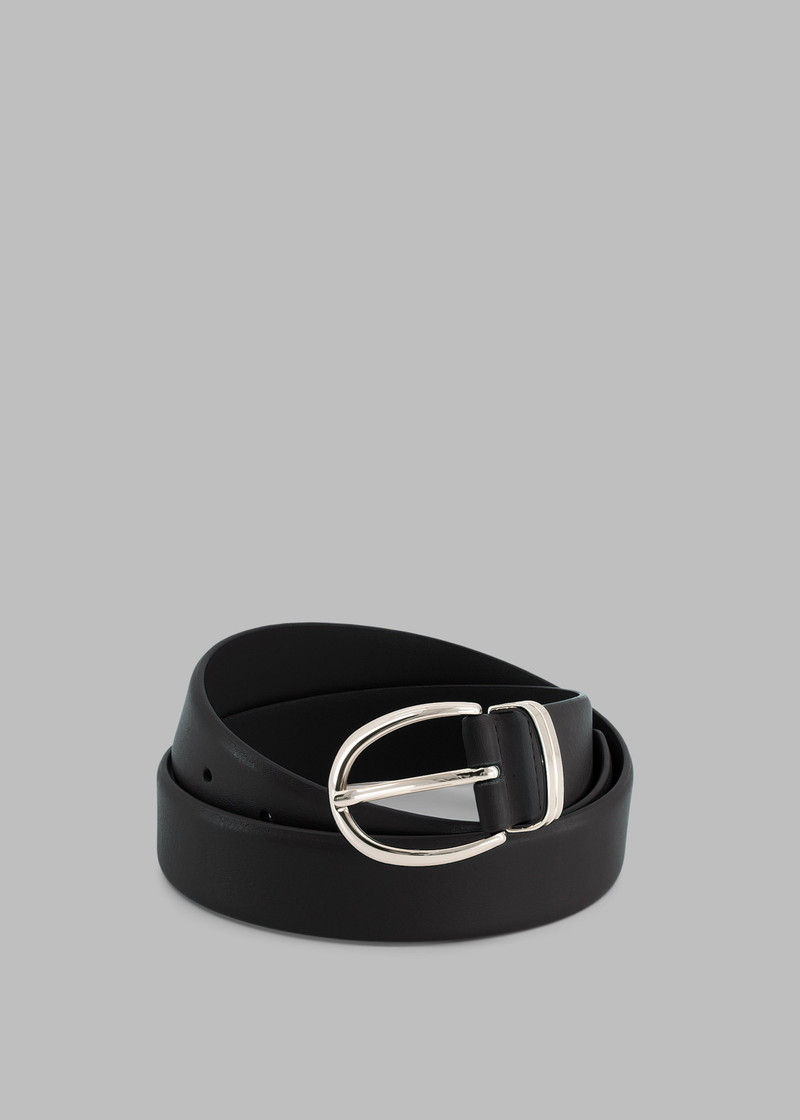 Ora Leather Belt - Black/Silver 1