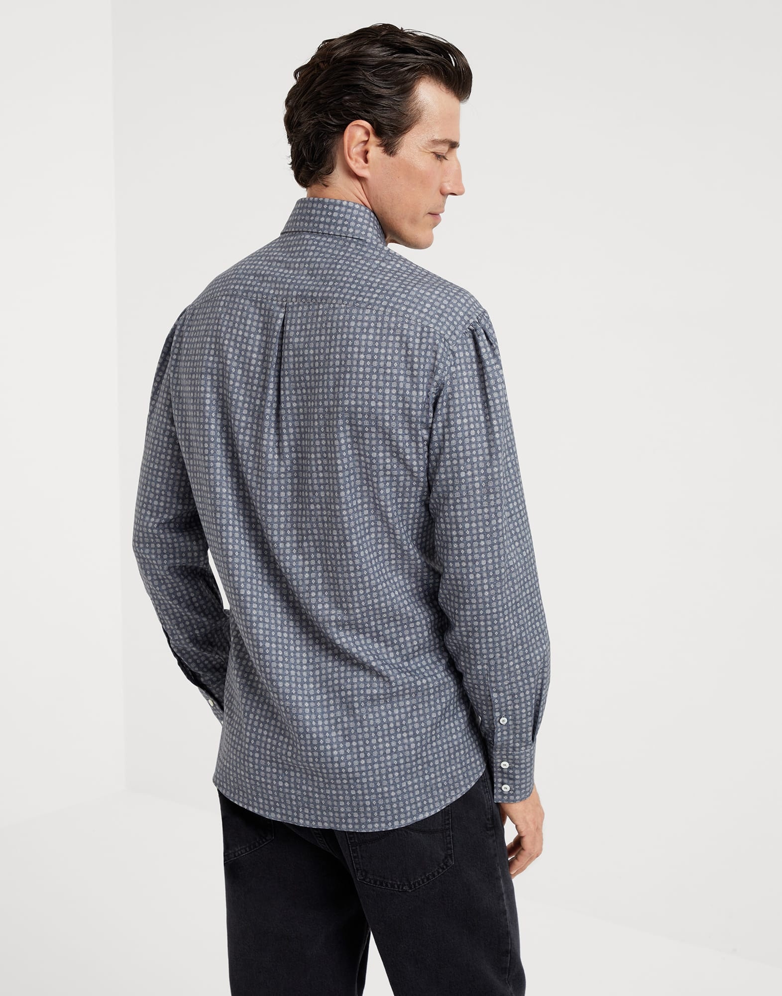 Geometric print basic fit shirt with button-down collar - 2