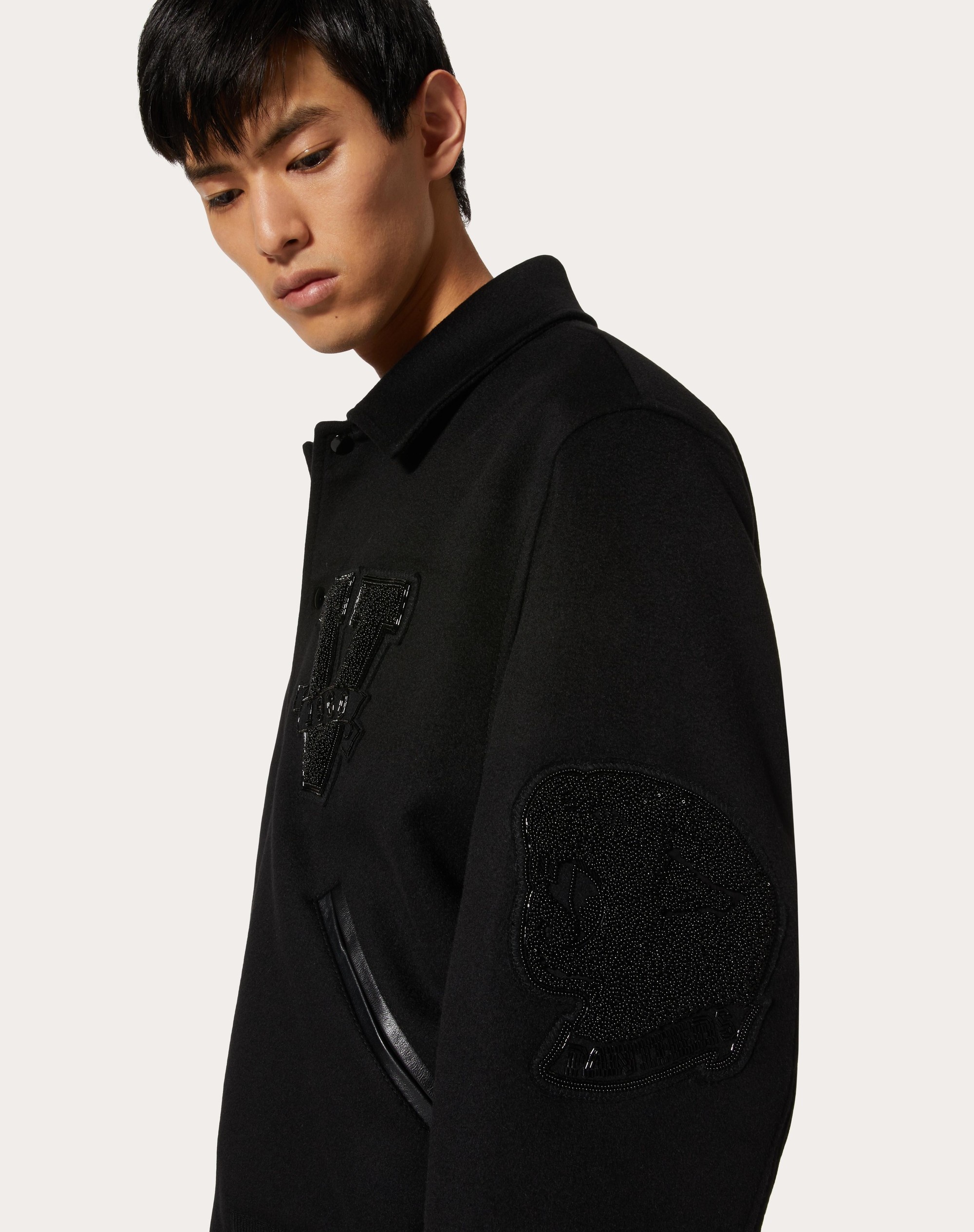DOUBLE WOOL SPORTS JACKET WITH EMBROIDERED V CREW PATCHES - 5