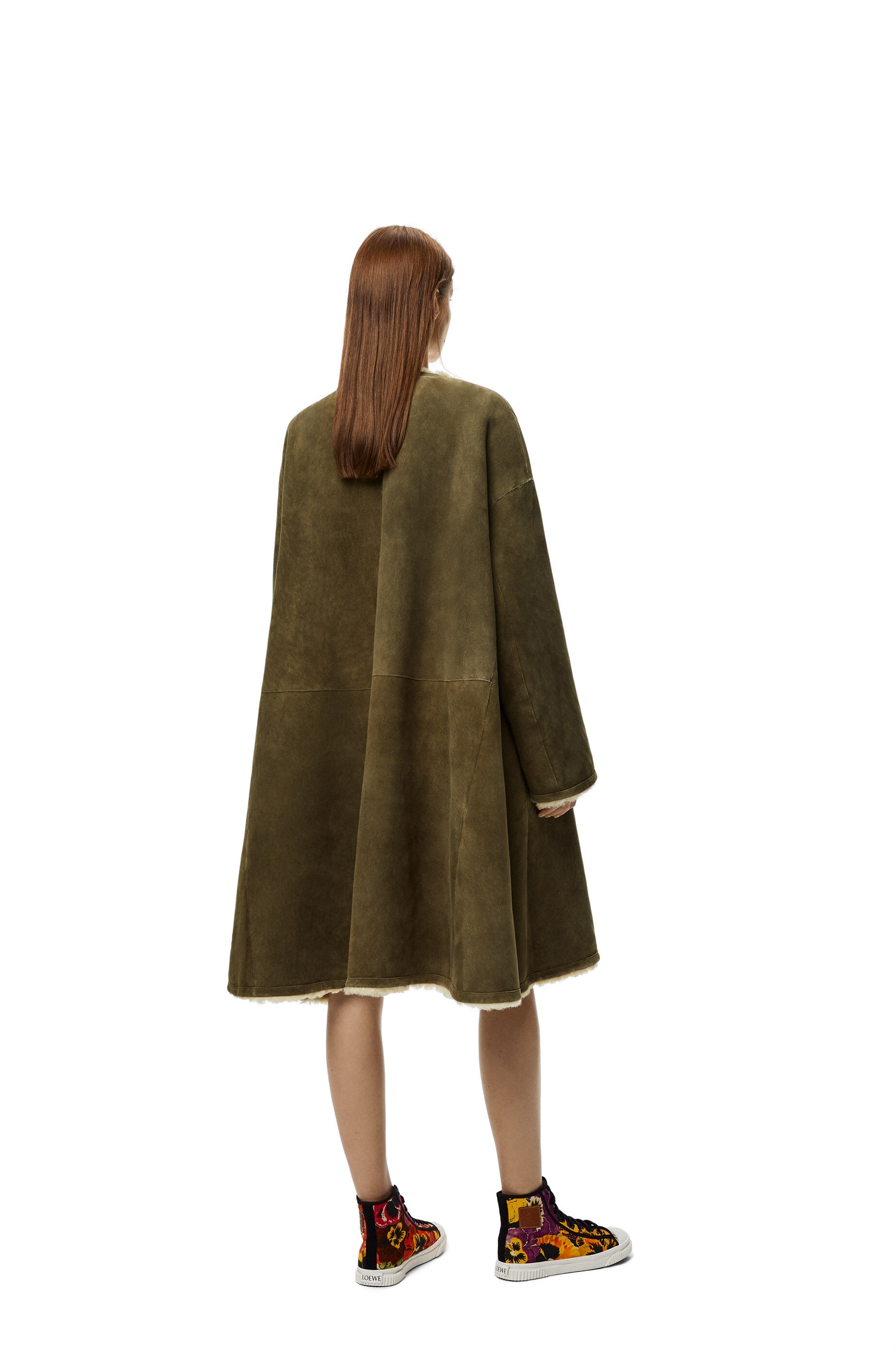 Double layer coat in shearling and cotton - 3