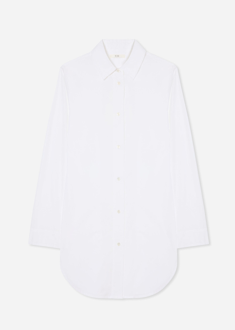 Cinched Button Down Shirt in Cotton Sateen 1